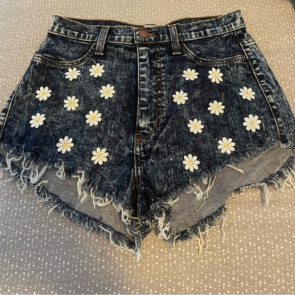 Vibrant Black Denim Daisy Shorts